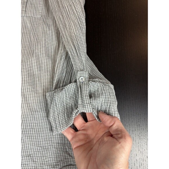 Joie Cherina Button Down Grey White Gingham Size Small Lightweight Pockets - Picture 10 of 11